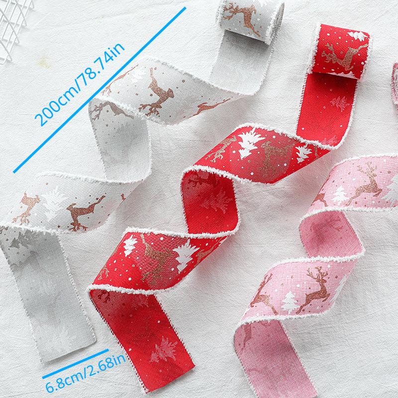 Christmas Velvet Elk Ribbon Decoration 2.68in