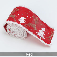 Christmas Velvet Elk Ribbon Decoration 2.68in