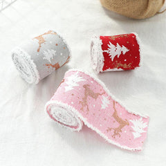 Christmas Velvet Elk Ribbon Decoration 2.68in