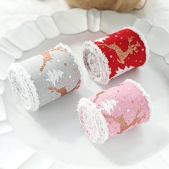 Christmas Velvet Elk Ribbon Decoration 2.68in
