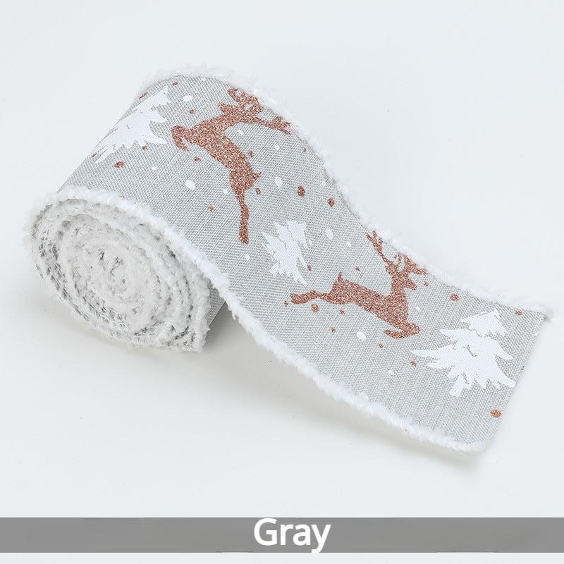 Christmas Velvet Elk Ribbon Decoration 2.68in