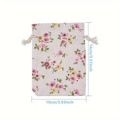 15pcs Vintage Floral Drawstring Gift Bags Burlap Flower Pouch