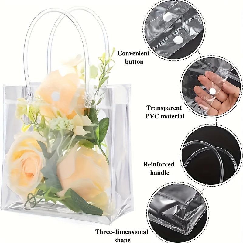 10pcs Transparent Christmas Gift Bags Thanksgiving Gift Bags Birthday Gift Bags