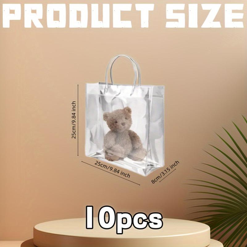 10pcs Transparent Christmas Gift Bags Thanksgiving Gift Bags Birthday Gift Bags