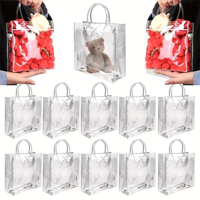 10pcs Transparent Christmas Gift Bags Thanksgiving Gift Bags Birthday Gift Bags