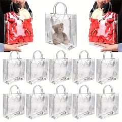 10pcs Transparent Christmas Gift Bags Thanksgiving Gift Bags Birthday Gift Bags