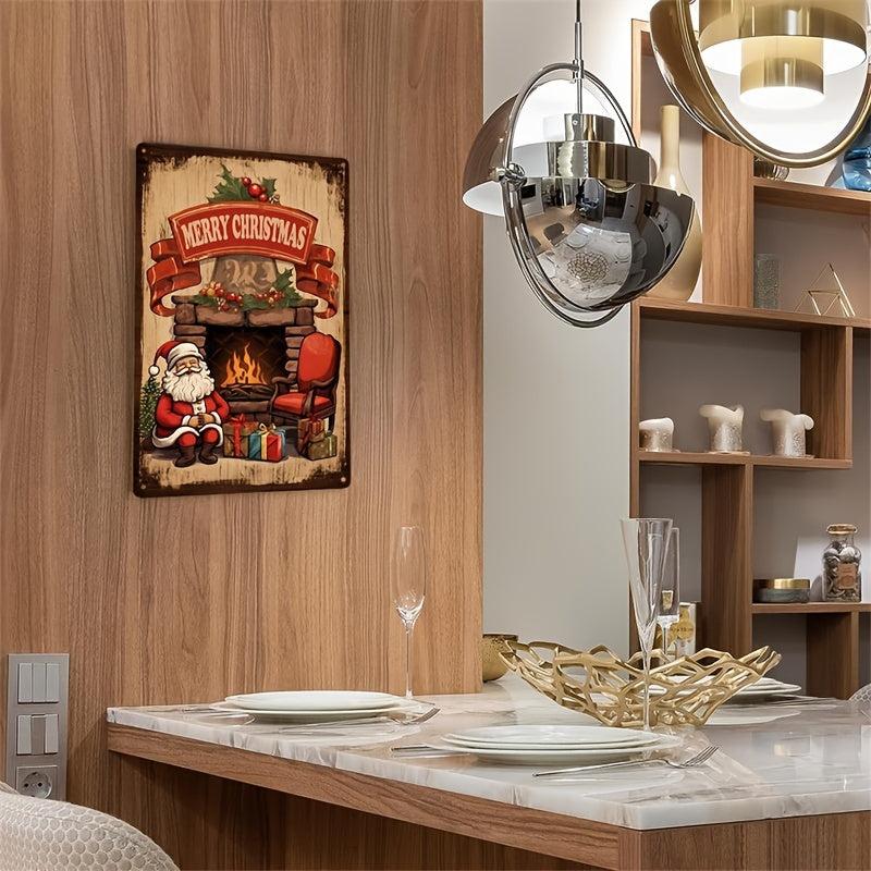 Retro Tin Sign Christmas Decorative Plaque for Festive Home Bar & Shop Decor