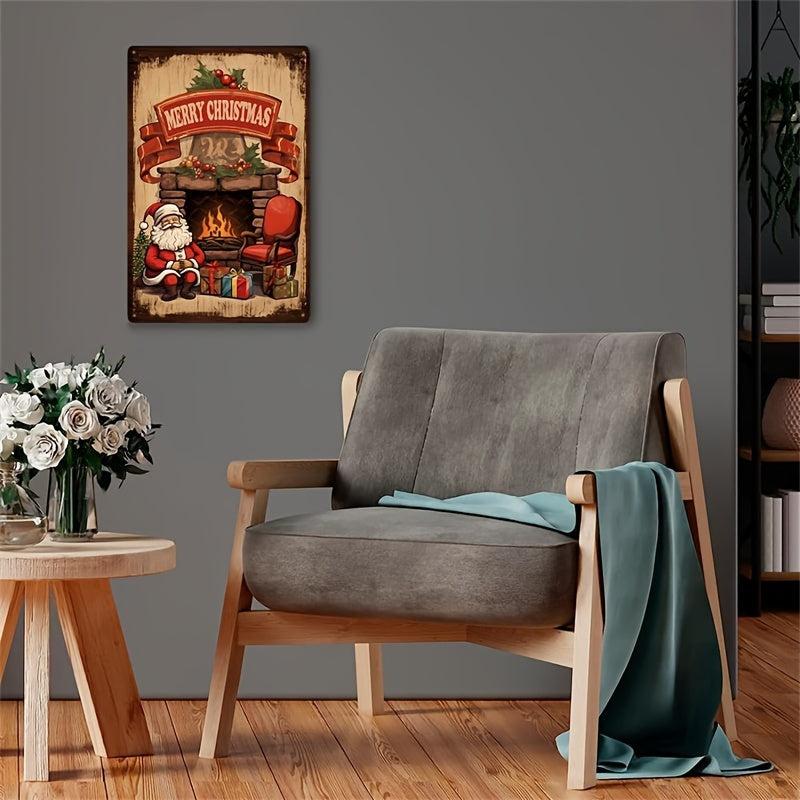 Retro Tin Sign Christmas Decorative Plaque for Festive Home Bar & Shop Decor