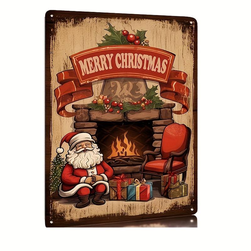 Retro Tin Sign Christmas Decorative Plaque for Festive Home Bar & Shop Decor