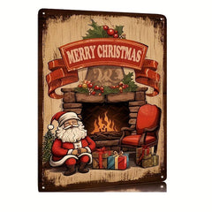 Retro Tin Sign Christmas Decorative Plaque for Festive Home Bar & Shop Decor