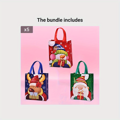 3pcs Christmas Non woven Bag Elk Snowman Tote Bag Large Storage Bag
