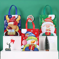 3pcs Christmas Non woven Bag Elk Snowman Tote Bag Large Storage Bag