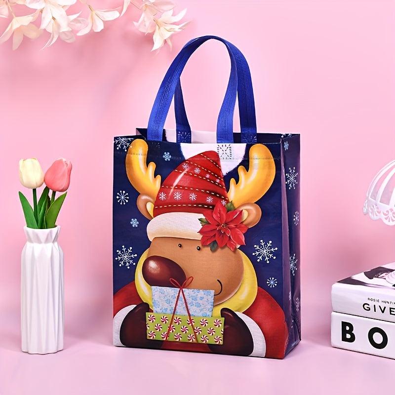 3pcs Christmas Non woven Bag Elk Snowman Tote Bag Large Storage Bag