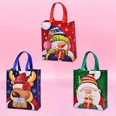 3pcs Christmas Non woven Bag Elk Snowman Tote Bag Large Storage Bag