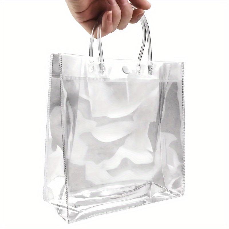 16pcs Clear Plastic Gift Bags With Handles Reusable PVC Halloween Christmas Tote