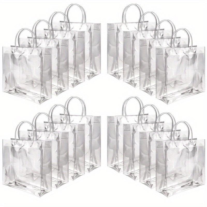 16pcs Clear Plastic Gift Bags With Handles Reusable PVC Halloween Christmas Tote