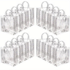 16pcs Clear Plastic Gift Bags With Handles Reusable PVC Halloween Christmas Tote