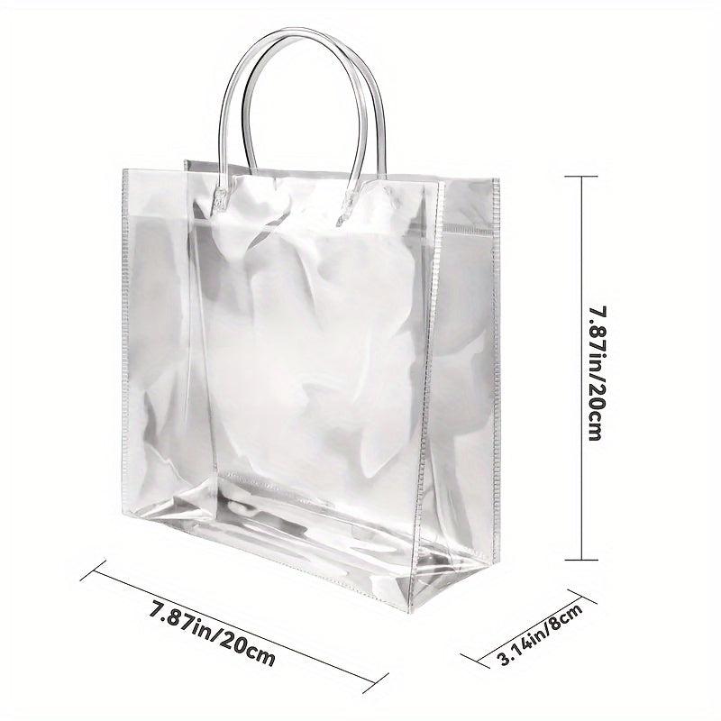16pcs Clear Plastic Gift Bags With Handles Reusable PVC Halloween Christmas Tote