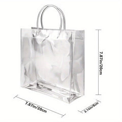 16pcs Clear Plastic Gift Bags With Handles Reusable PVC Halloween Christmas Tote