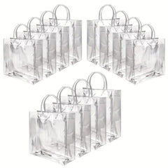 16pcs Clear Plastic Gift Bags With Handles Reusable PVC Halloween Christmas Tote