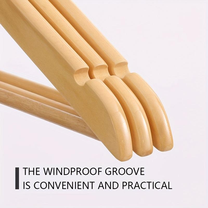 10pcs Solid Wood Baby Hangers with Pants Bar