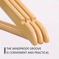 10pcs Solid Wood Baby Hangers with Pants Bar