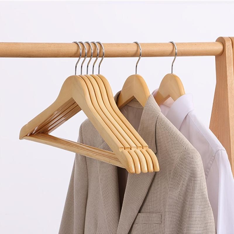 10pcs Solid Wood Baby Hangers with Pants Bar