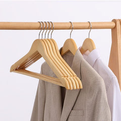 10pcs Solid Wood Baby Hangers with Pants Bar