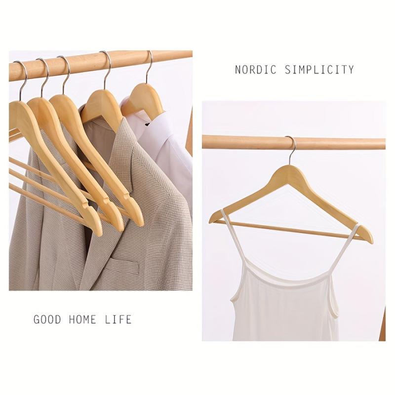 10pcs Solid Wood Baby Hangers with Pants Bar