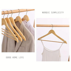 10pcs Solid Wood Baby Hangers with Pants Bar