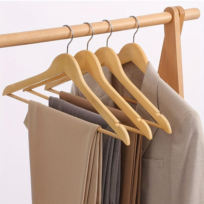 10pcs Solid Wood Baby Hangers with Pants Bar