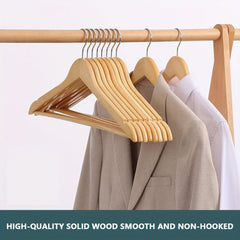 10pcs Solid Wood Baby Hangers with Pants Bar