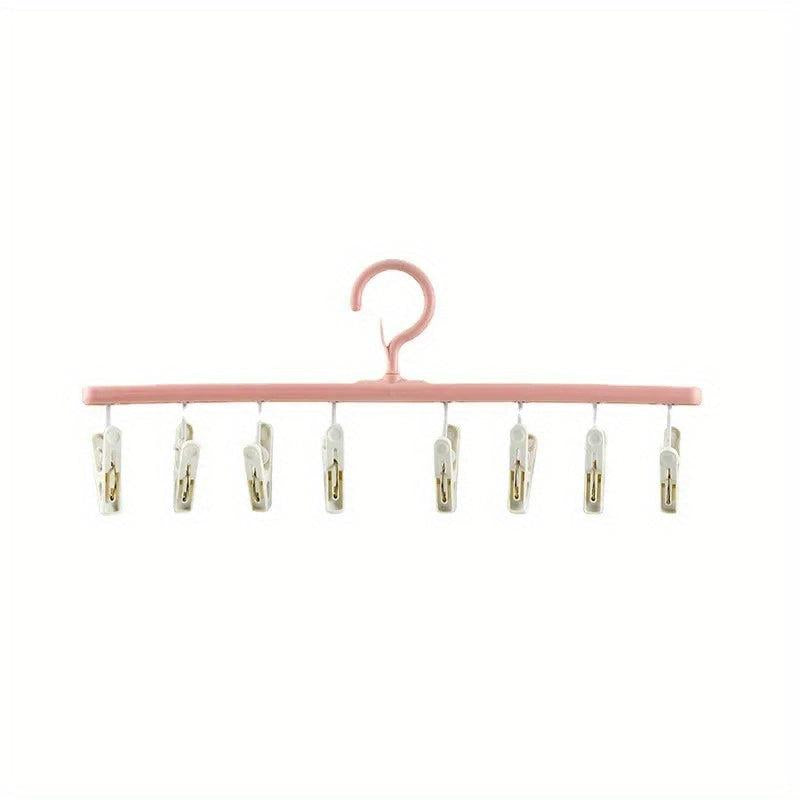 8 Clips Plastic Clothes Drying Hanger Windproof Clothing Rack