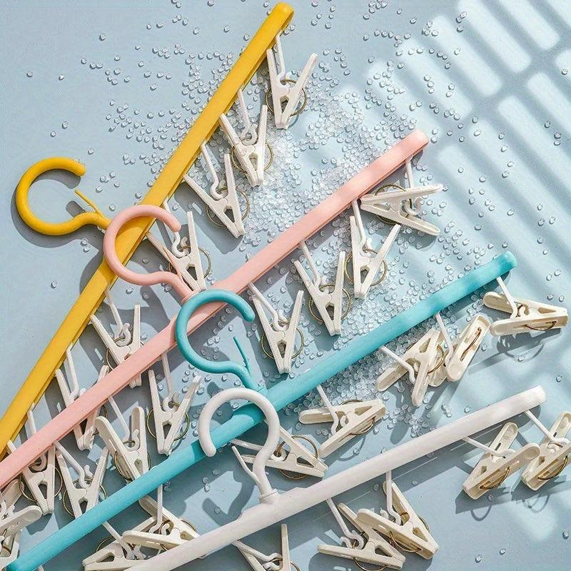 8 Clips Plastic Clothes Drying Hanger Windproof Clothing Rack