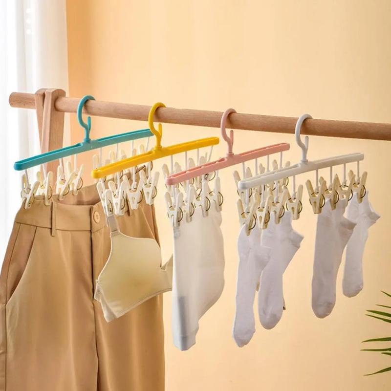 8 Clips Plastic Clothes Drying Hanger Windproof Clothing Rack