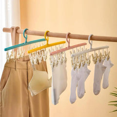 8 Clips Plastic Clothes Drying Hanger Windproof Clothing Rack