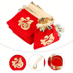 50pcs Year Lucky Word Bag Chinese Wedding Gift Bags