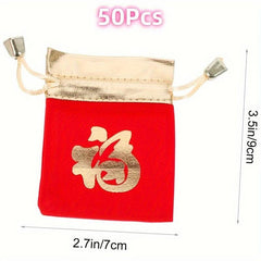 50pcs Year Lucky Word Bag Chinese Wedding Gift Bags