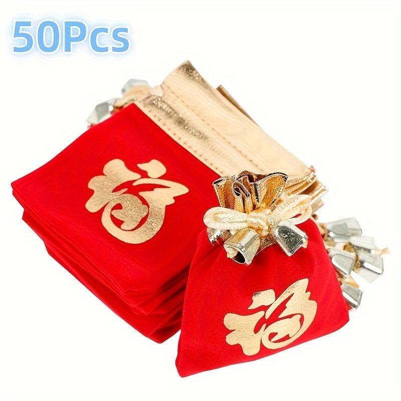 50pcs Year Lucky Word Bag Chinese Wedding Gift Bags
