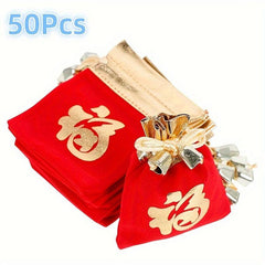50pcs Year Lucky Word Bag Chinese Wedding Gift Bags