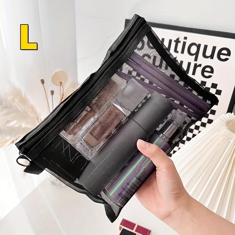 10pcs Nylon Mesh Zipper Cosmetic Storage Bags for Travel and Daily Use