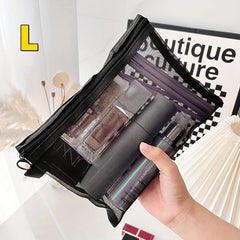 10pcs Nylon Mesh Zipper Cosmetic Storage Bags for Travel and Daily Use