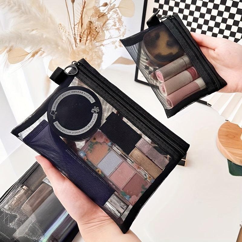 10pcs Nylon Mesh Zipper Cosmetic Storage Bags for Travel and Daily Use