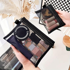 10pcs Nylon Mesh Zipper Cosmetic Storage Bags for Travel and Daily Use