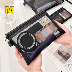 10pcs Nylon Mesh Zipper Cosmetic Storage Bags for Travel and Daily Use