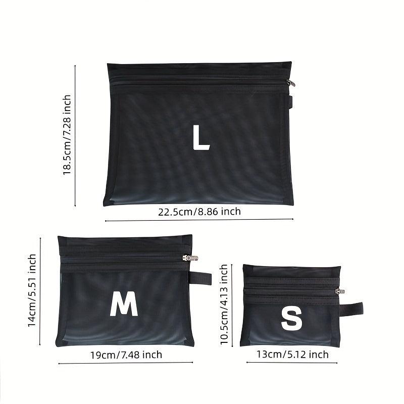 10pcs Nylon Mesh Zipper Cosmetic Storage Bags for Travel and Daily Use