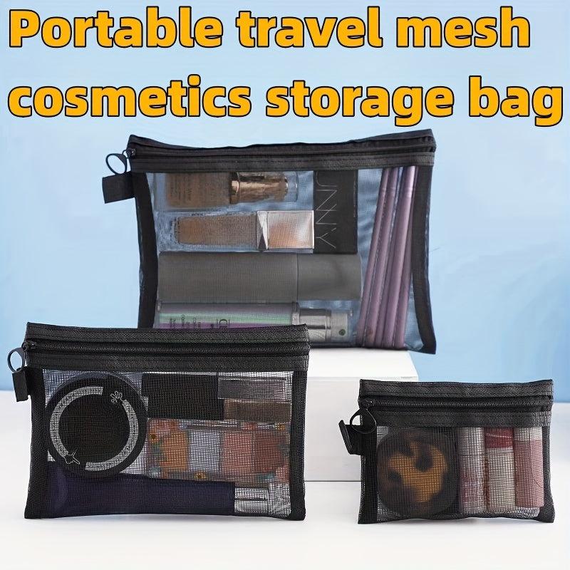 10pcs Nylon Mesh Zipper Cosmetic Storage Bags for Travel and Daily Use
