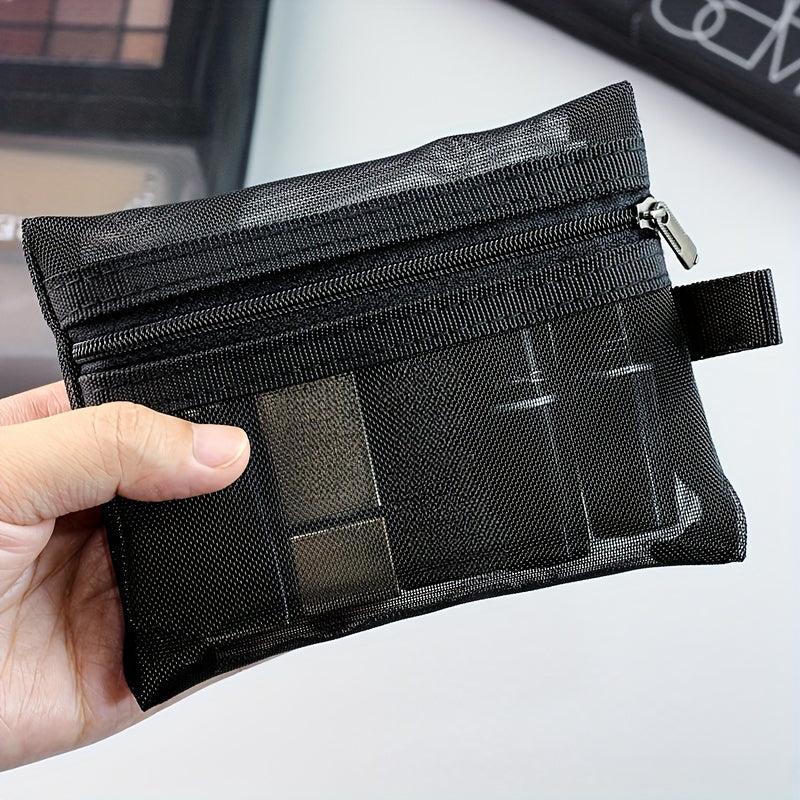 10pcs Nylon Mesh Zipper Cosmetic Storage Bags for Travel and Daily Use