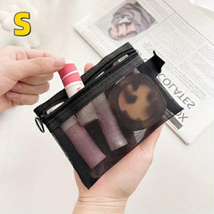 10pcs Nylon Mesh Zipper Cosmetic Storage Bags for Travel and Daily Use