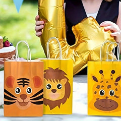 6pcs Animal Candy Bag Birthday Party Handle Jungle Themed Party Supplies